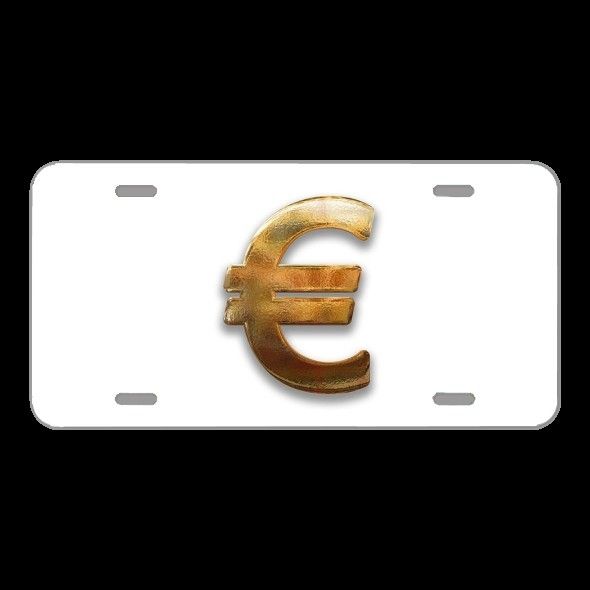 License Plate Novelty Car Front Euro Currency Finance Banking Money