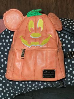 Disney Parks Loungefly Pumpkin Mini Backpack Orange Mickey Mouse Halloween