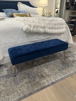 Navy Velvet Bench