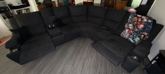 Sectional recliner blue