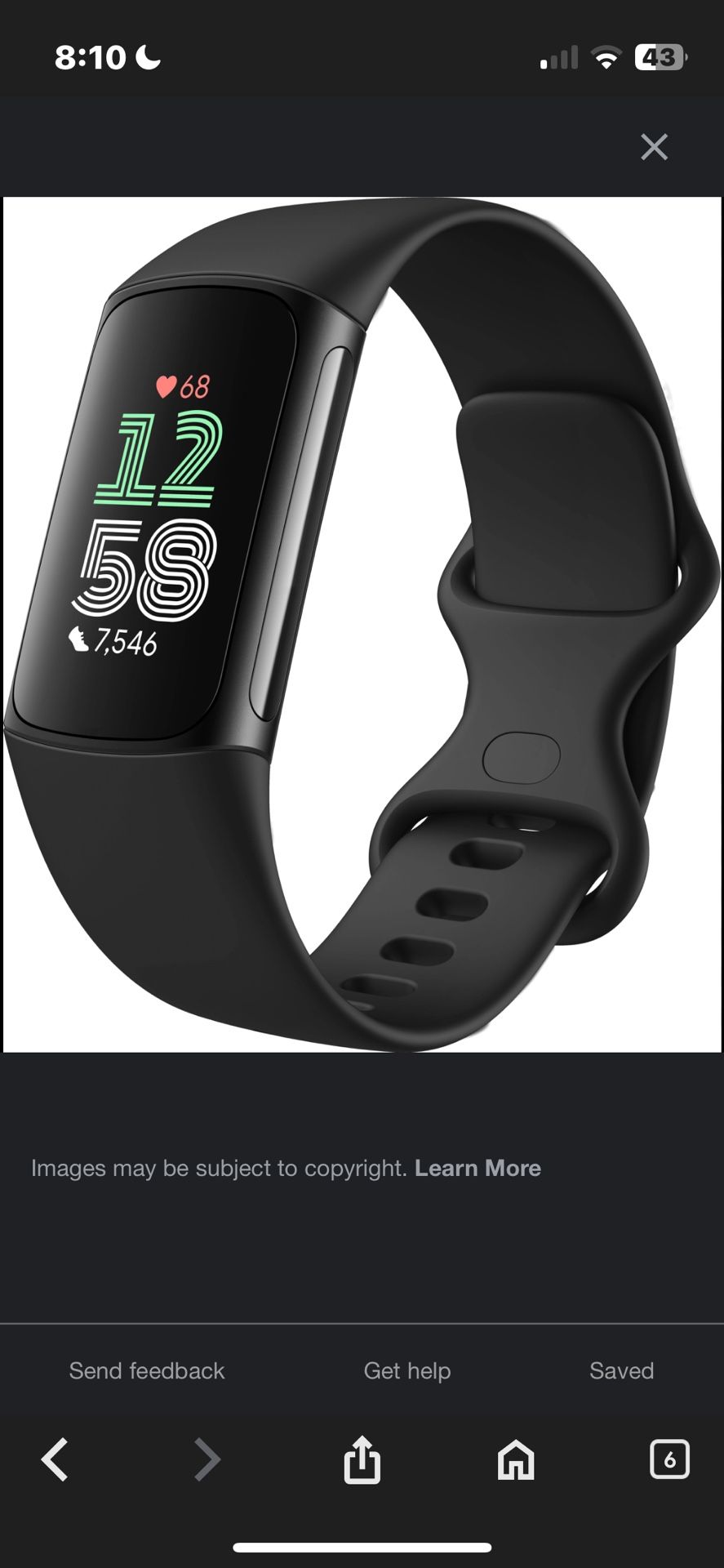 $50 Off Fitbit Charge 6 Fitness Tracker