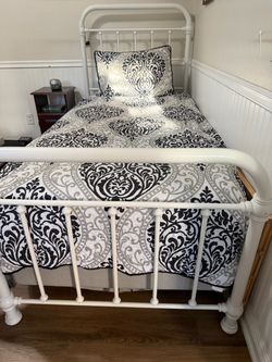 White Metal Twin Bed Frame