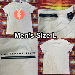 Scotch & Soda Amsterdams Blauw Men's Size Large Peach Color T-Shirt