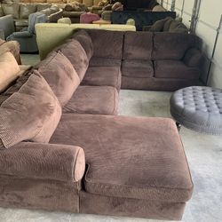 Brown Corduroy Wrap Around Sectional Couch “WE DELIVER”