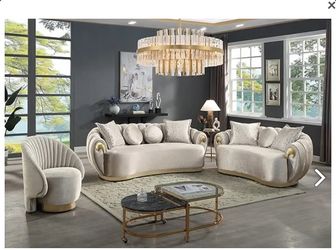 Mega Sale! 2 PCS Haga Collection Sofa and Loveseat Set-Metalic Taupe Now 2539.00