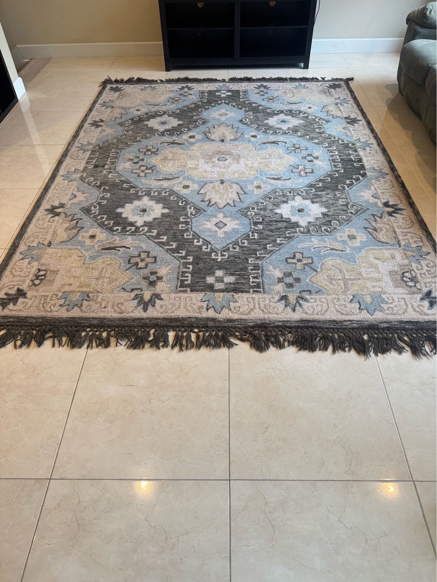 Chaise and 8 feet by 10 aerial rug