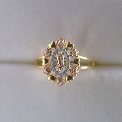 14k Gold Virgen De Guadalupe Ring