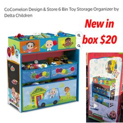 New in box  CoComelon Design & Store 6 Bin Toy Storage Organizer by Delta Children $20 firm pick up east Palmdale serious buys only