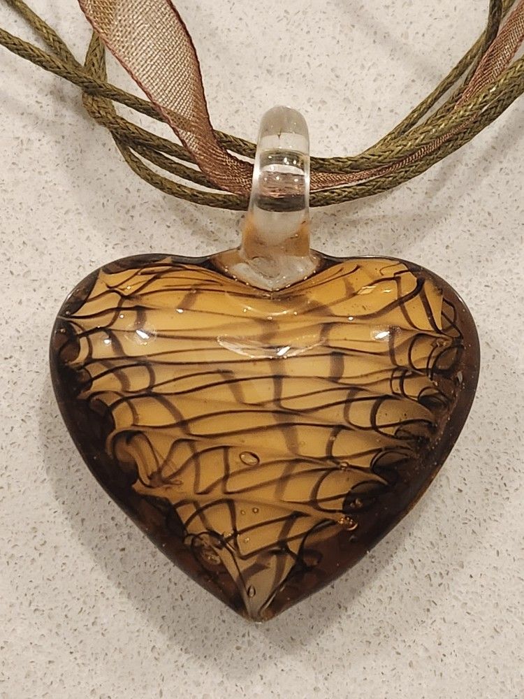 Hand Blown Heart Pendant Necklace