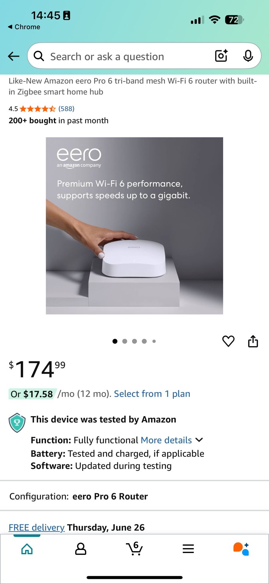 Eero Pro 6 Triband WiFi Mess Router
