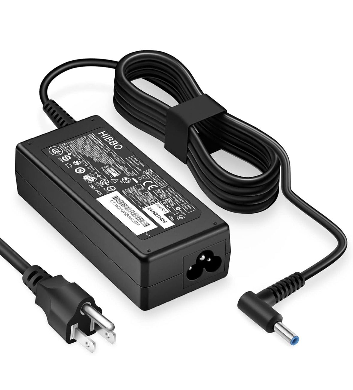HIBBO Charger Compatible with HP Laptop Computer Smart Blue Tip Power Adapter 65W, 45W