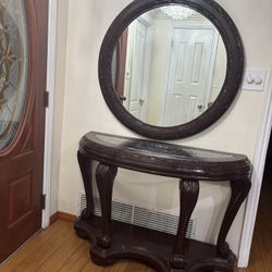 Wooden Vanity With Mirror