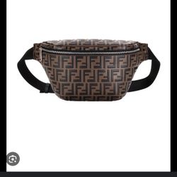 Fendi FF Embossed Brown/Black  Leather Belt Bag/ Fanny Pack