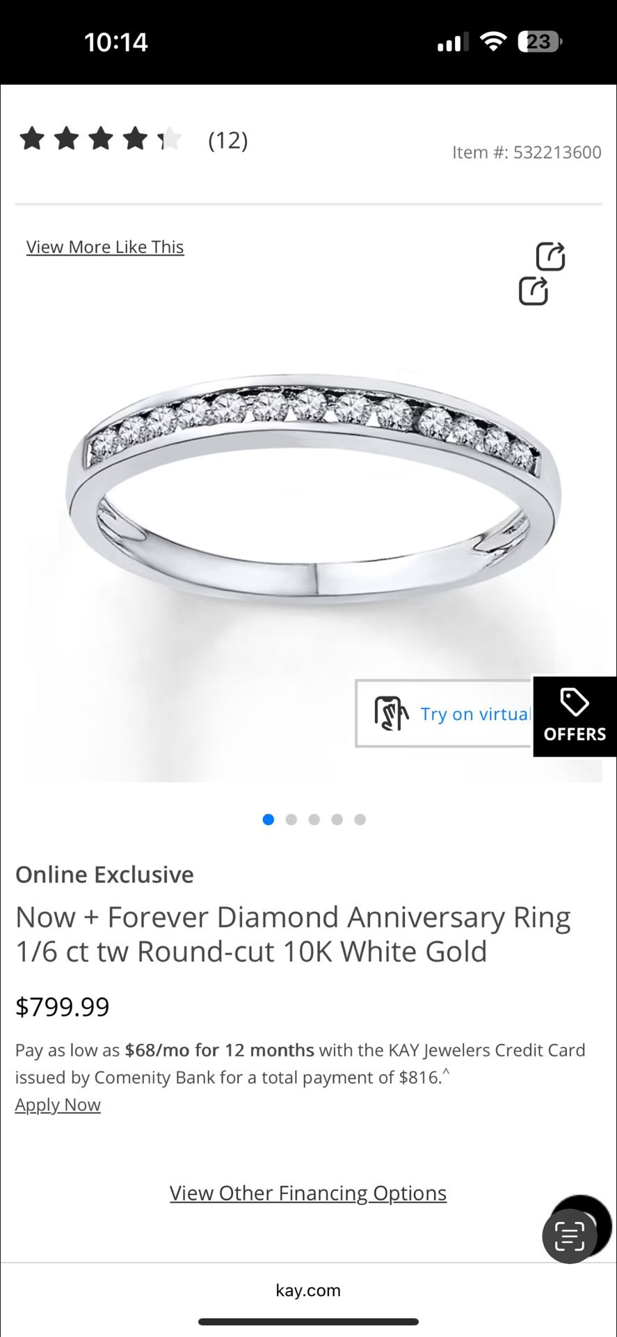 Diamond Anniversary Ring 1/6 ct tw Round-cut 10K White Gold