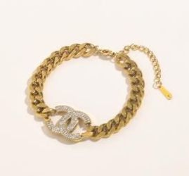 Gold Chain Statement Bracelet with Crystal Accent