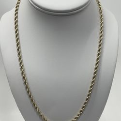 14k 20” Hollow Yellow Gold Rope Chain 