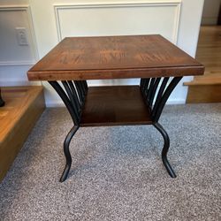 Solid Wood and Metal Side/End Table