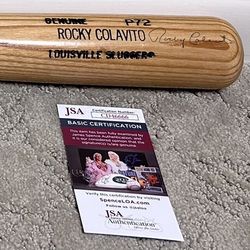 Rocky Colavito Autographed Baseball Bat With COA