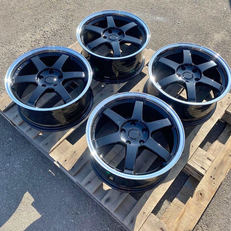 Volk Racing TE37SL Style Black Wheels 18in 8.5J +35 (5X120) rims wheels