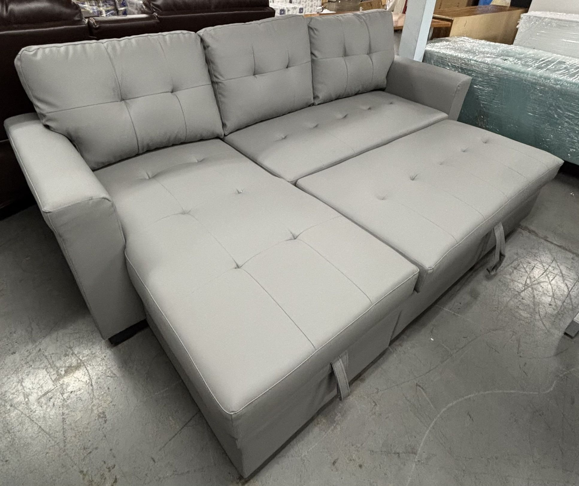 Modern Grey Sleeper Sectional