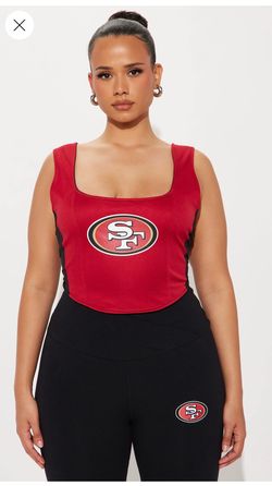 NFL, Women’s Plus, San Francisco 49ers, Halftime Show Corset Top, Red/Black, New With Tags