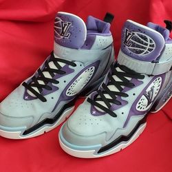 Mens New Purple and White High-Top Sneakers 100% Authentic Trainers 2 made in Italy!