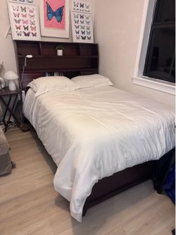 Rooms To Go Queen Bookcase Bed with Twin Trundle and Storage