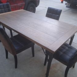 Dining Table And Leather Chairs