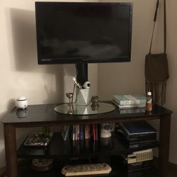 Tv Not Included… 3 Tier, Swivel Tv Stand, With Dark Smoke Glass :) 