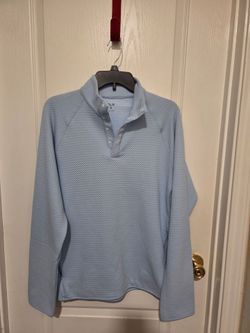 FLX Men's Knit Quarter Zip Mock Neck Sweater Stretch Blue  Size Small