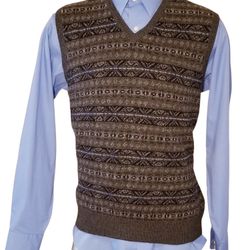 POLO RALPH LAUREN LAMBWOOL VNECK AZTEC NATIVE INDIAN GRAY VEST MEN SZ XL
