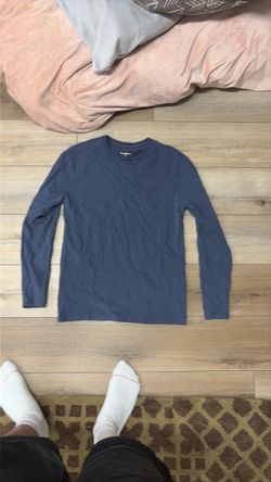 Navy Blue Long Sleeve Henley Shirt