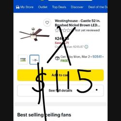 Westinghouse - Castle 52 Inch Brushed Nickel Brown