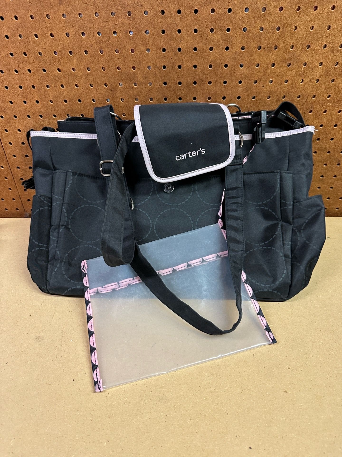 Carter’s Diaper Bag Black Pink Baby Organizer Tote