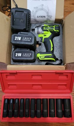 NEW Impact Wrench Set + 11 SAE Sockets