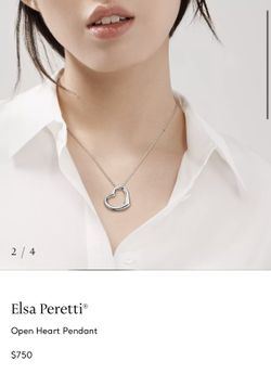 Tiffany Co Elsa Peretti Sterling Silver Large Open Heart Necklace