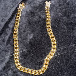 Gold Plated Cubic Zirconia Clasp Cuban Link 