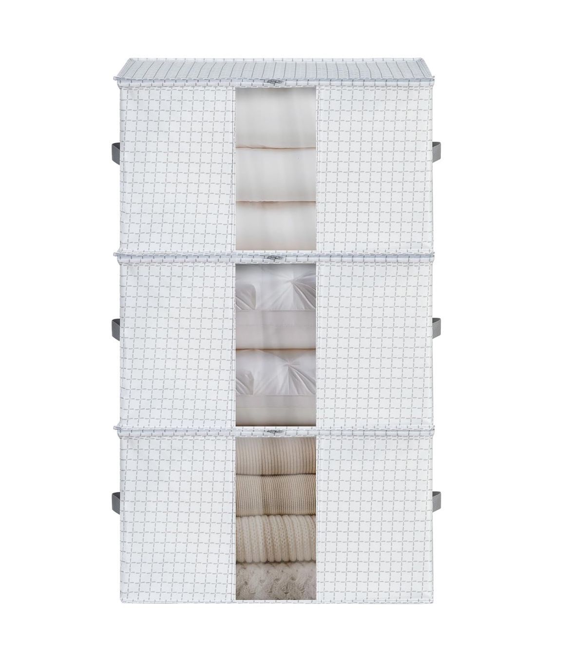 3 Piece Storage Bins with Lids, Foldable Storage With Zipper Access