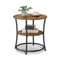 2-Tier Round Industrial Side Table