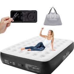 OlarHike Queen Air Mattress with Built in Pump,Durable Inflatable Blow Up Airbed with Storage Bag,13" High Speed Inflation Black, Camping Accessories,