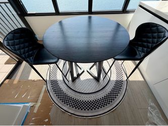 Dining Table (Black) 38” Inch Round x 36” Inch High & Chairs