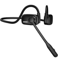 Open Ear Bluetooth Headphones with Mic, Bluetooth Headset with Noise Canceling Boom Microphone, Design for Meeting, Trucker Driver, Remote Work