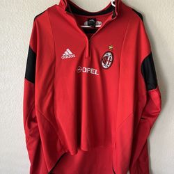 Vintage AC Milan Adidas Track Jacket Soccer Football Red Rare Size XL / 2XL