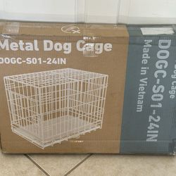 New Black 24 Inch Medium Folding Metal Wire Dog Crate with Leak-Proof Pan Tray