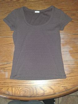 Brown Scoop Neck Short Sleeve T-Shirt