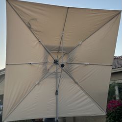 PURPLE LEAF 12 Feet Double Top Deluxe Square Patio Umbrella Offset Hanging Umbrella Cantilever Umbrella , Beige(No Weighted Base)