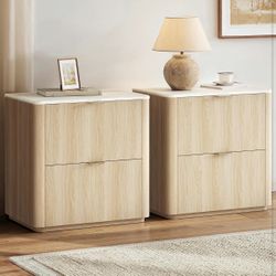 Nightstand Set of 2 - Faux Travertine / LIKE NEW