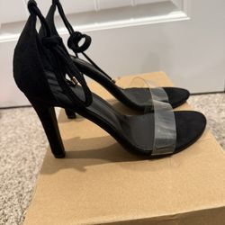 Black Ankle Tie Heels Size 8.5 $15