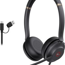 USB Headset with Noise Cancelling Microphone,Wired Headset for PC Laptop,Teams