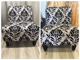 2 Black and White Decorative Accent Chairs| Ava Cypress Chair Set